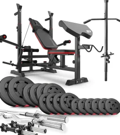 Zestaw kulturystyczny Premium 75kg z ławką hs-1075