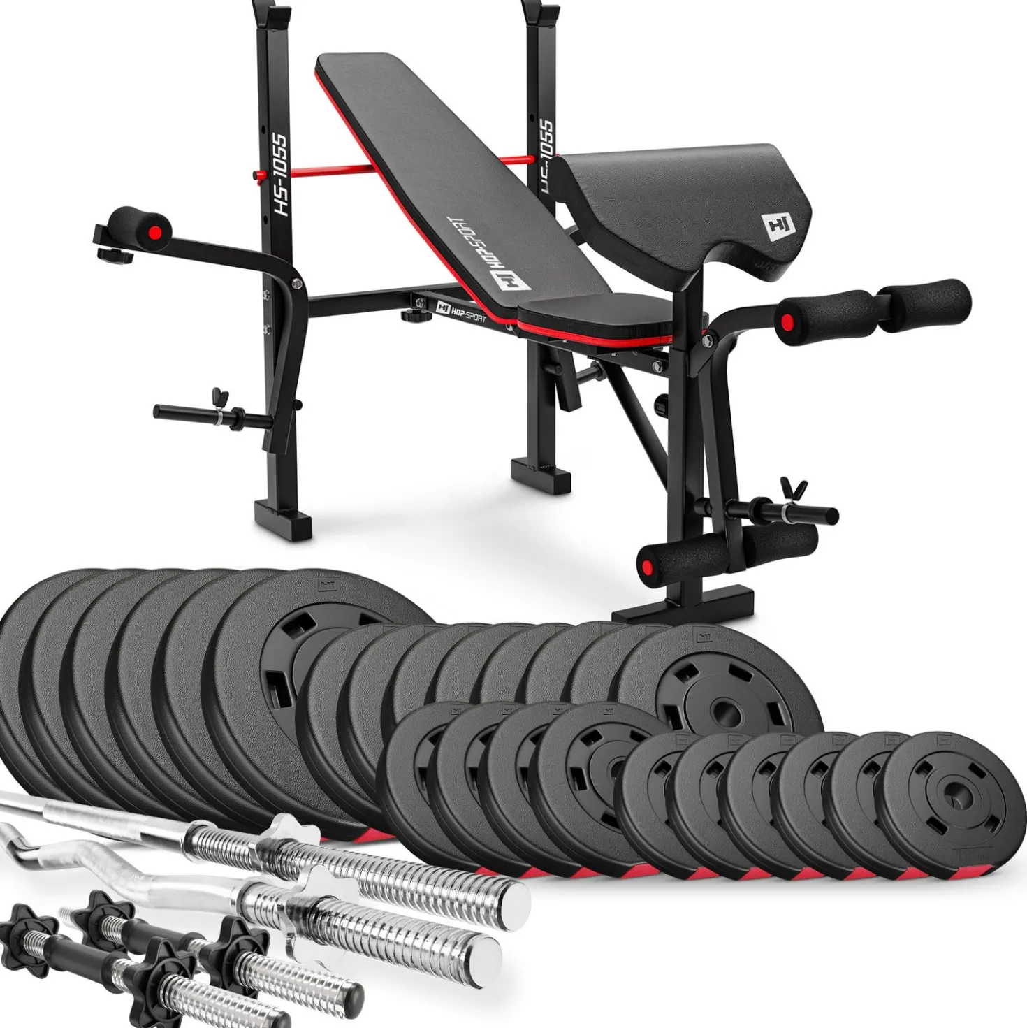 Zestaw kulturystyczny Premium 135kg z ławką hs-1055