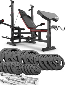 Zestaw kulturystyczny Strong 106kg z ławką HS-1075